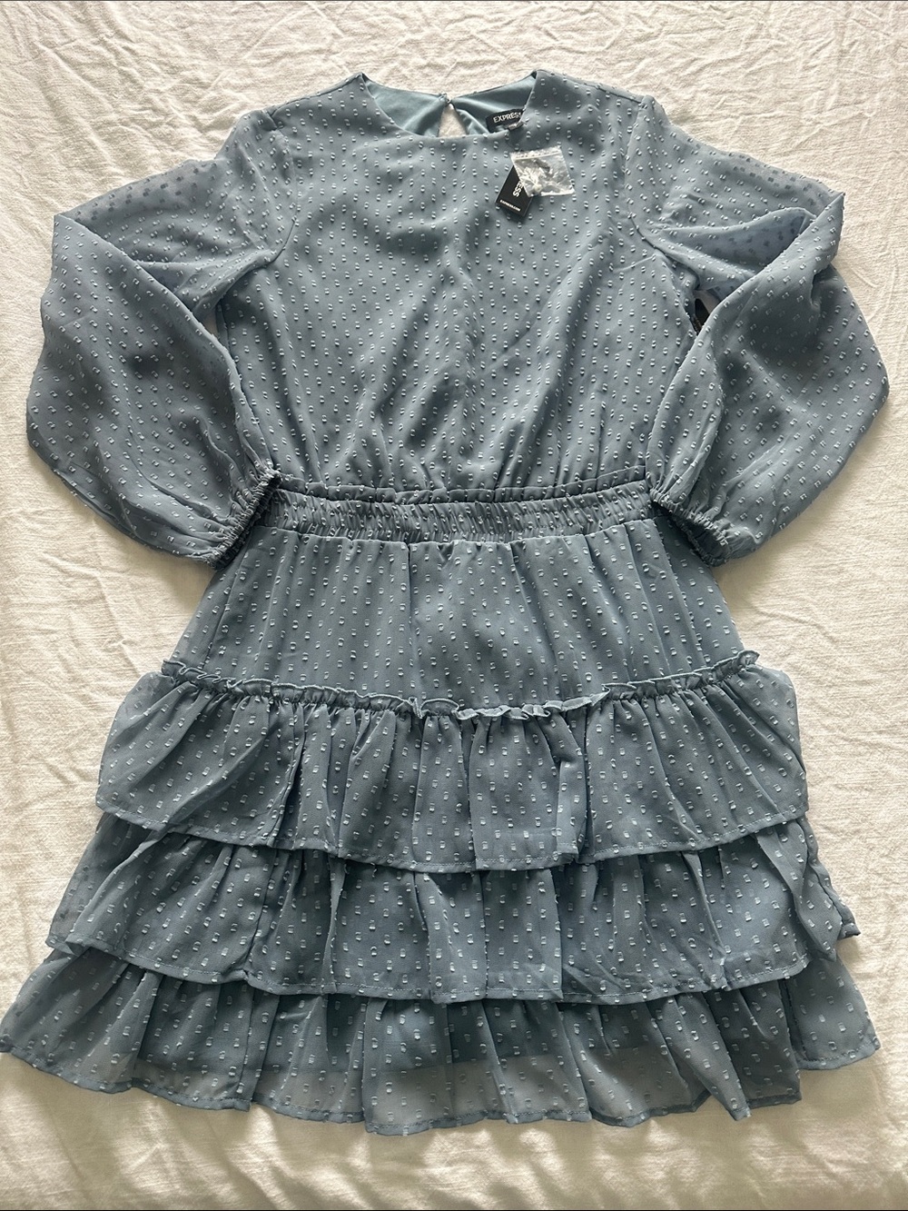 Express Mini Ruffle Dress in Blue Size Small NWT